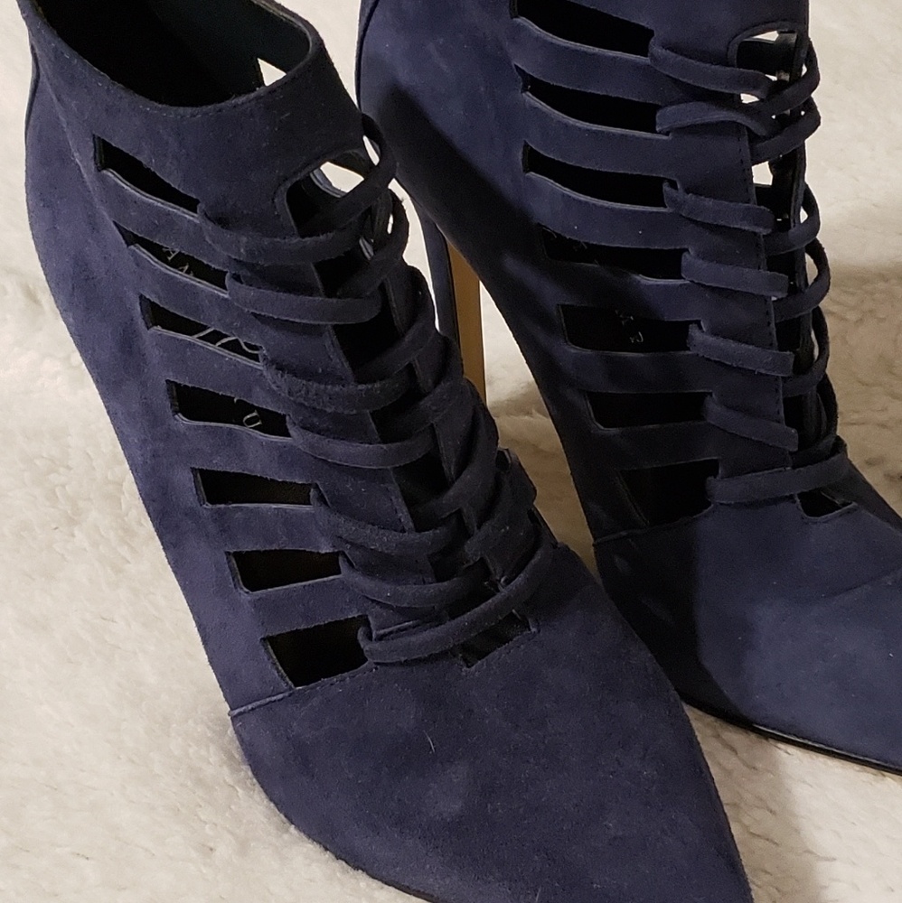 Ivanka Trump blue suede booties